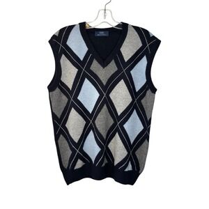 Gobi Cashmere Sweater Vest Mens S Navy Argyle V-Neck Excellent Mongolian Knit